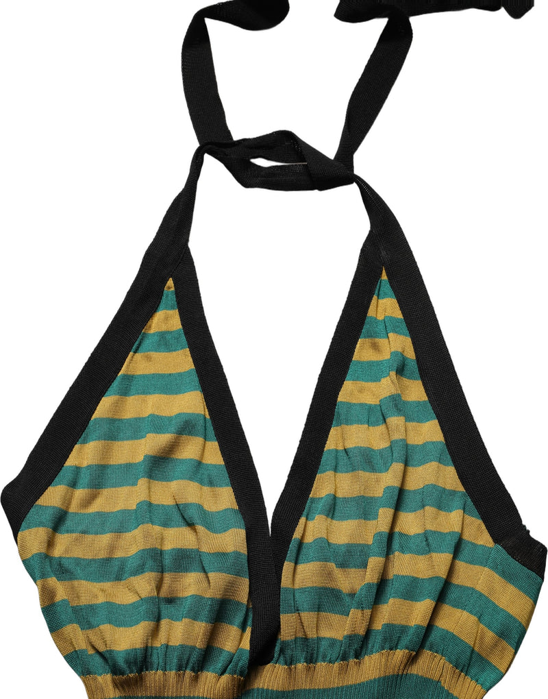 Dolce & Gabbana Multicolor Stripes Wool Knit Halter Tank Top