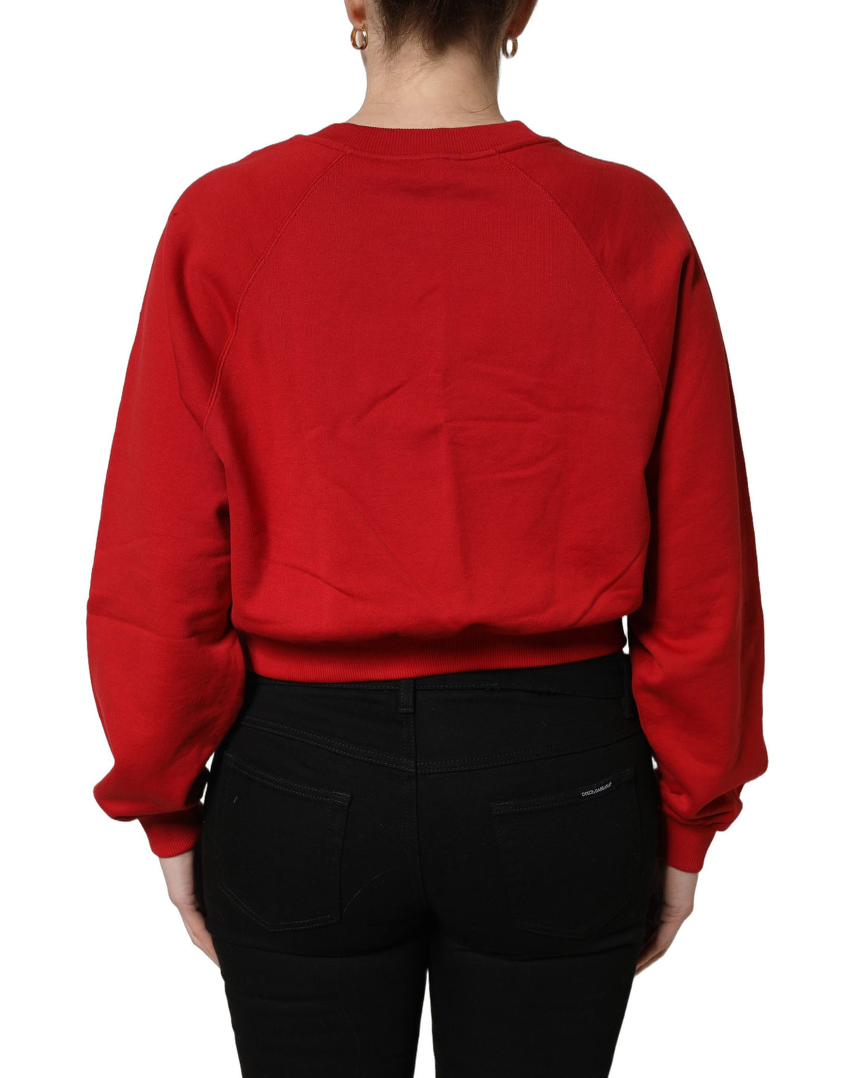 Dolce & Gabbana Red Cropped Basilico Sweatshirt Sweater