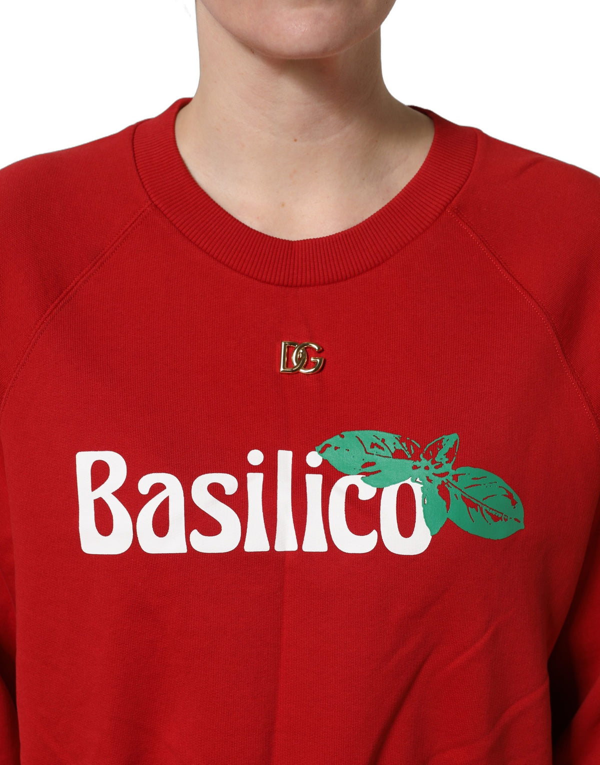 Dolce & Gabbana Red Cropped Basilico Sweatshirt Sweater