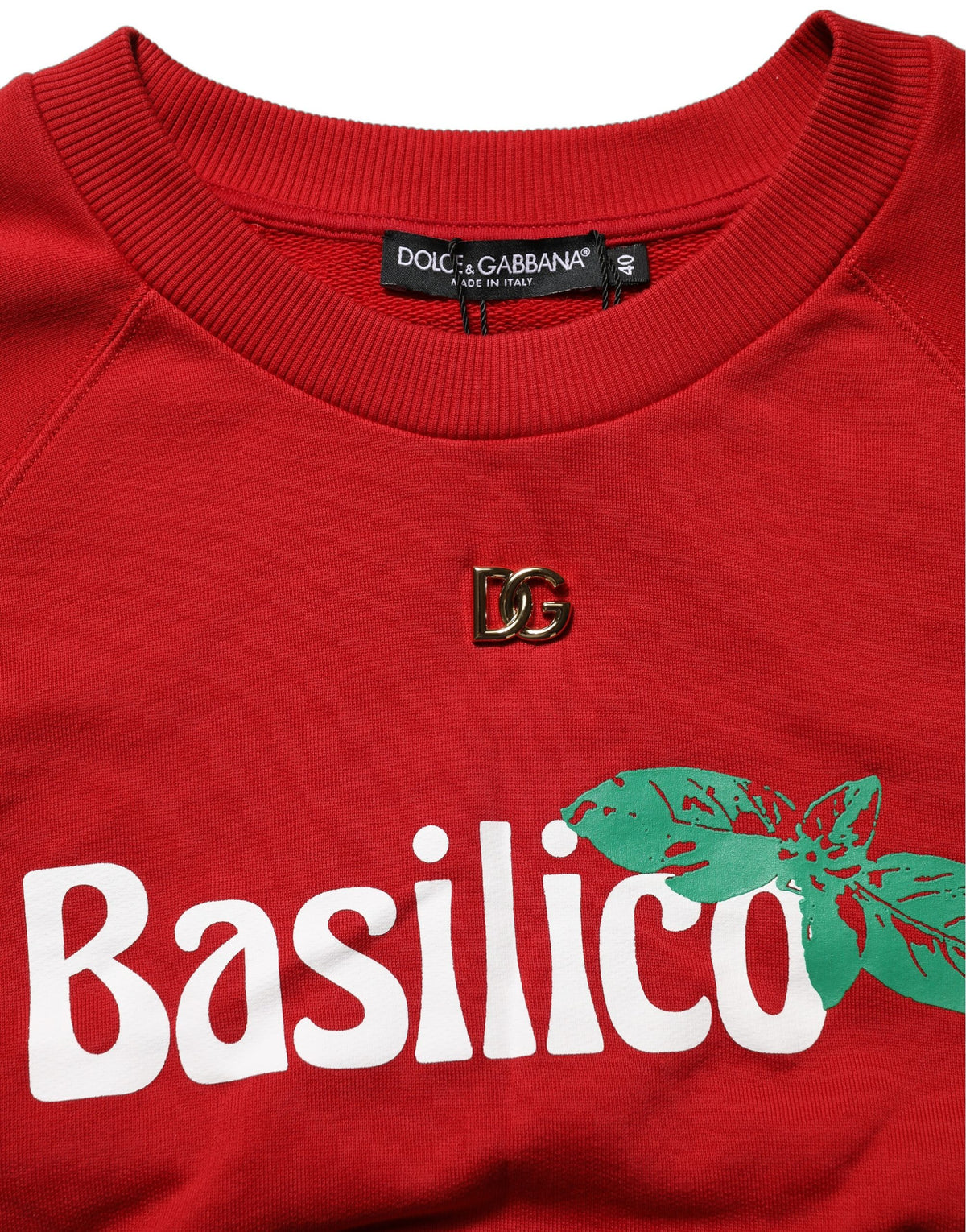 Dolce & Gabbana Red Cropped Basilico Sweatshirt Sweater