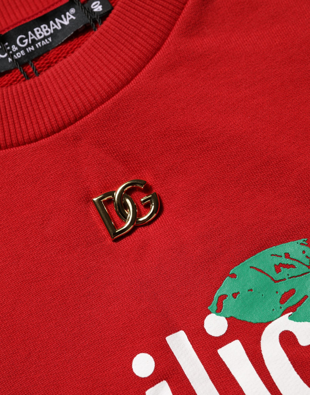 Dolce & Gabbana Red Cropped Basilico Sweatshirt Sweater
