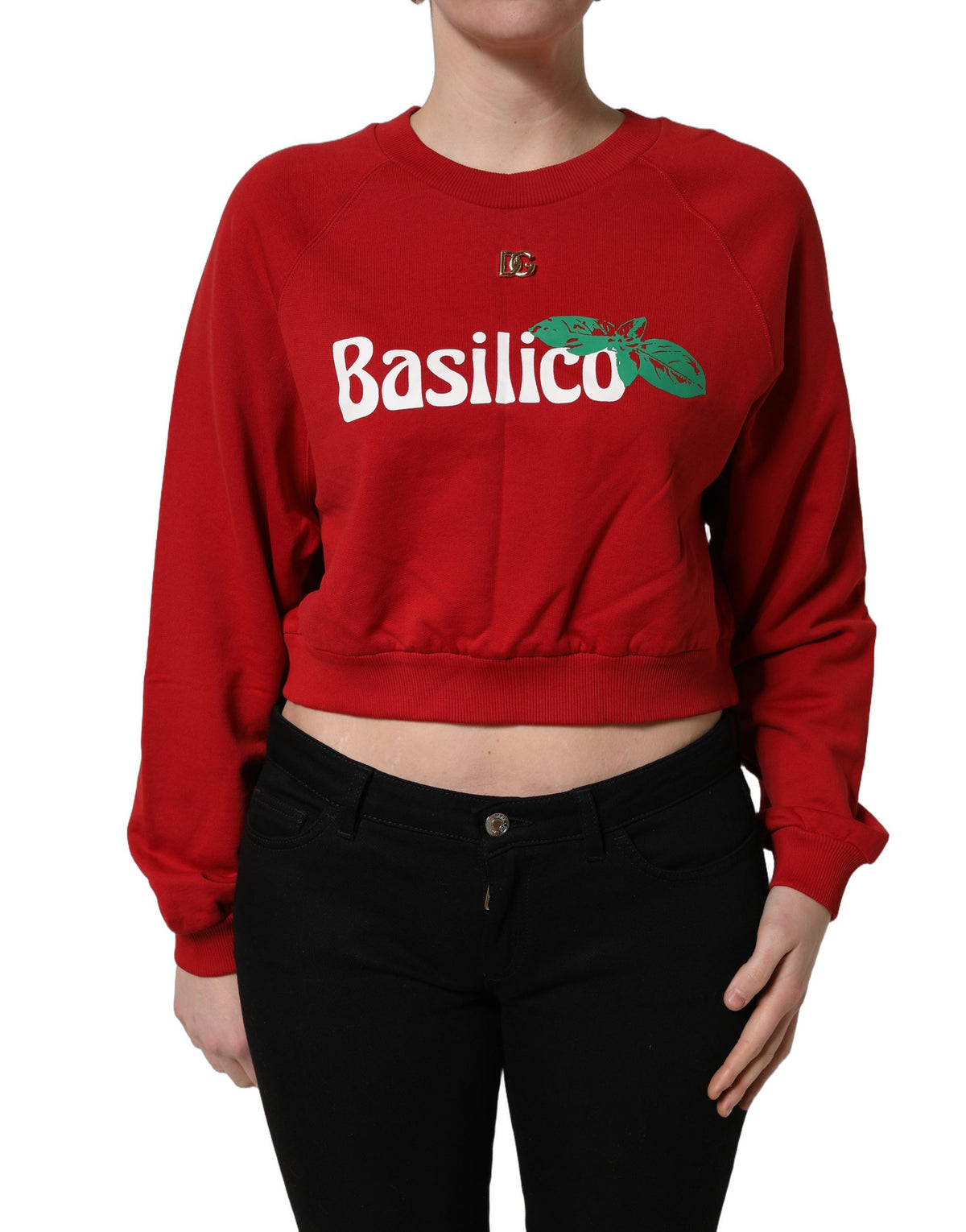 Dolce & Gabbana Red Cropped Basilico Sweatshirt Sweater