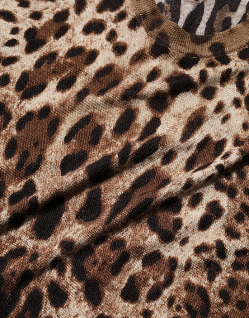 Dolce & Gabbana Brown Leopard Crew Neck Sleeveless Tank Top