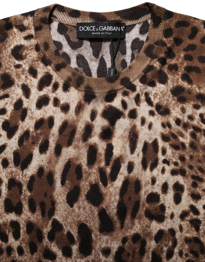 Dolce & Gabbana Brown Leopard Crew Neck Sleeveless Tank Top