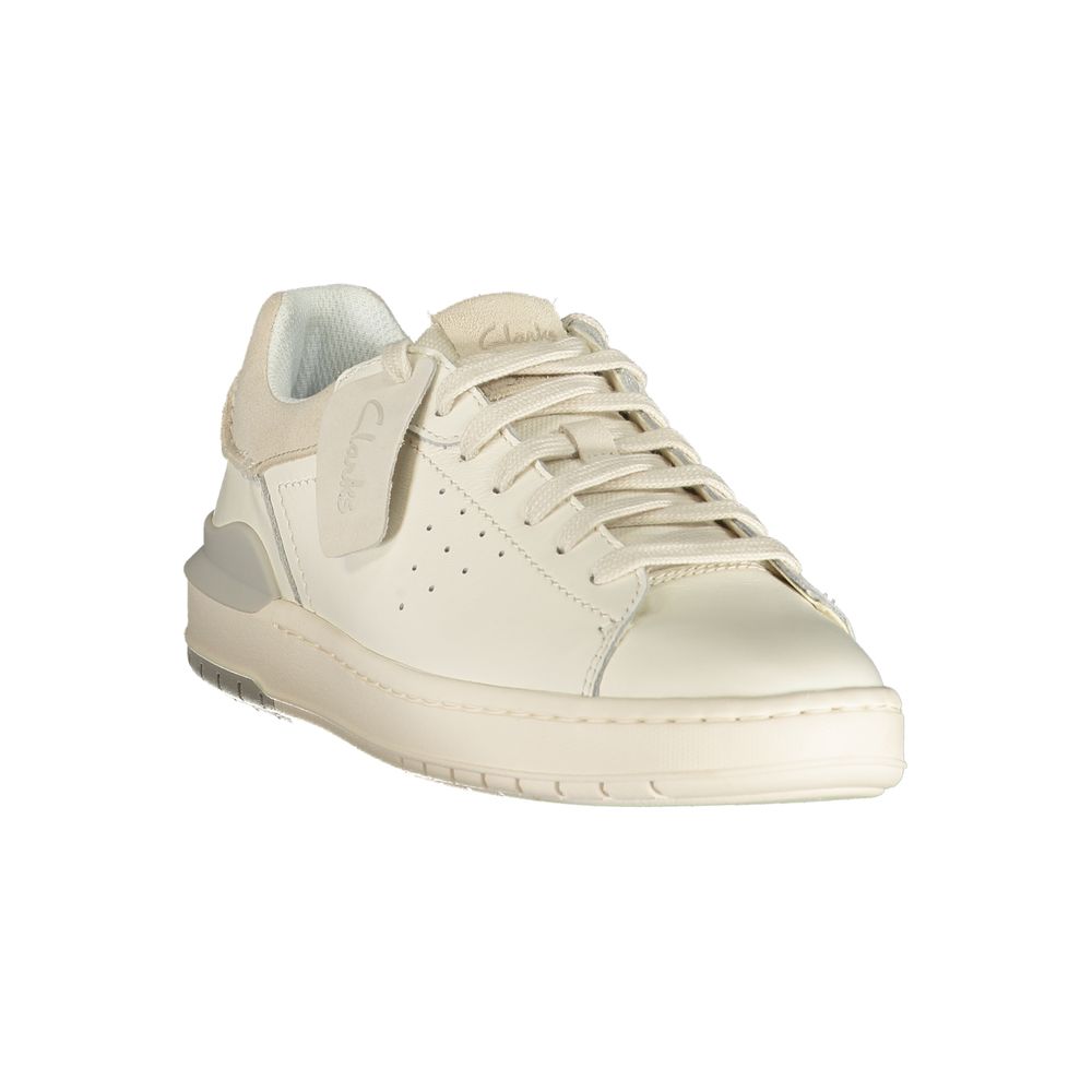 Clarks White Leather Men's Sneaker - Stylish Comfort
