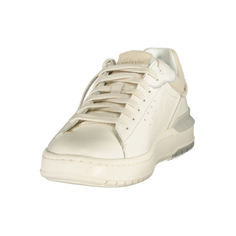 Clarks White Leather Men's Sneaker - Stylish Comfort