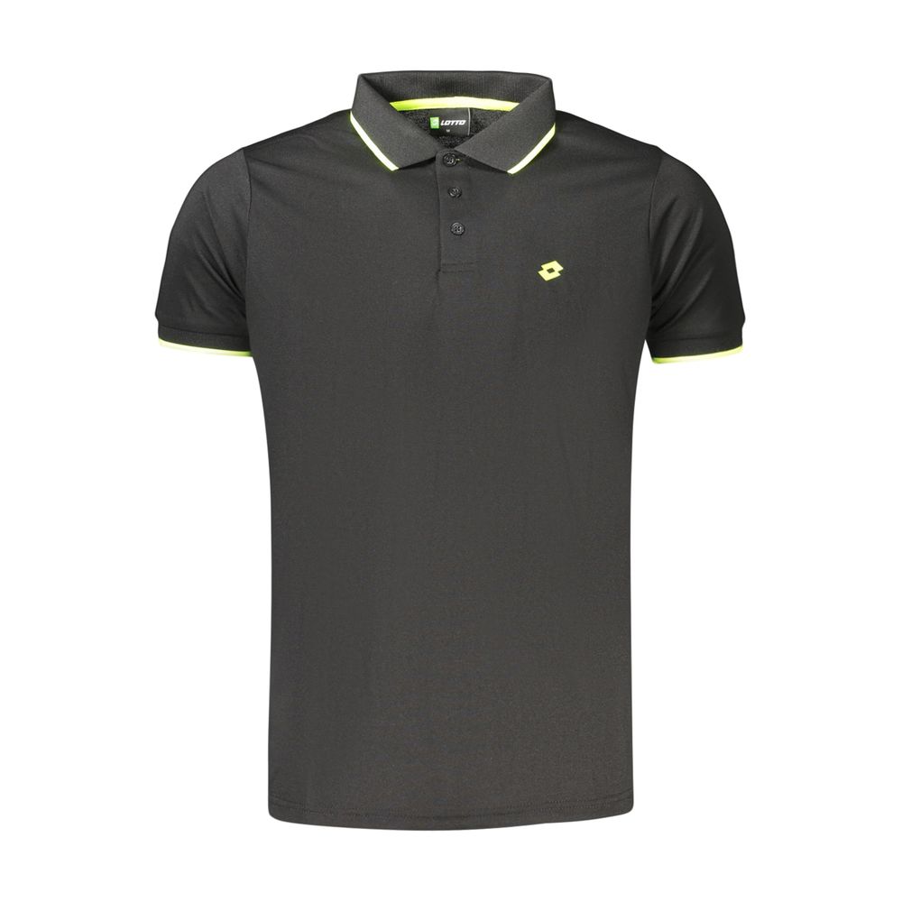 Lotto Black Polyester Men's Polo Shirt - Stylish & Comfortable