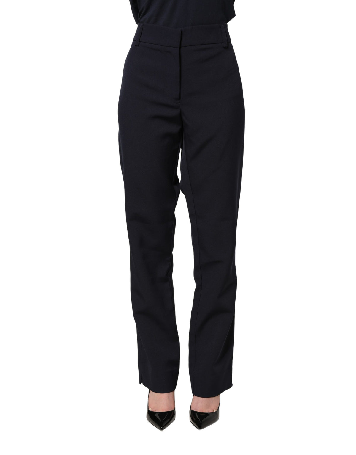 Blugirl Dark Blue High Waist Straight Trouser Pants for Women
