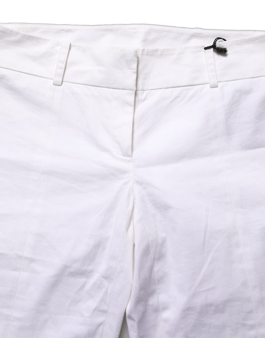 Patrizia Pepe White Mid Waist Tapered Formal Trousers Pants