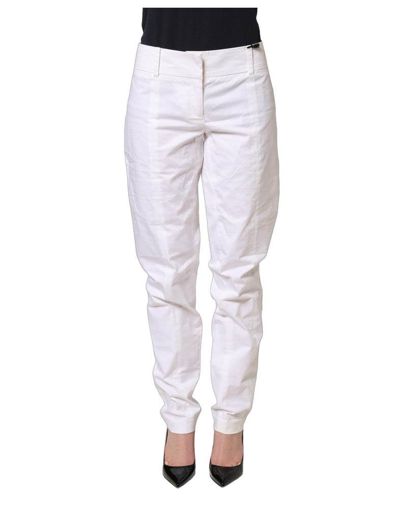 Patrizia Pepe White Mid Waist Tapered Formal Trousers