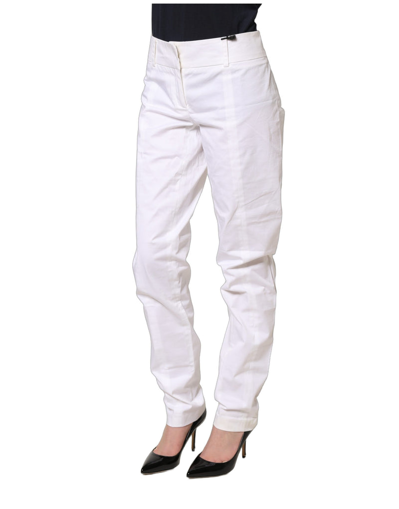 Patrizia Pepe White Mid Waist Tapered Formal Trousers