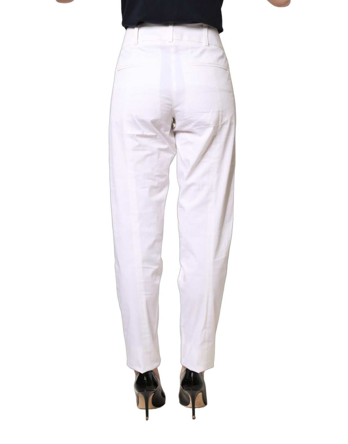 Patrizia Pepe White Mid Waist Tapered Formal Trousers