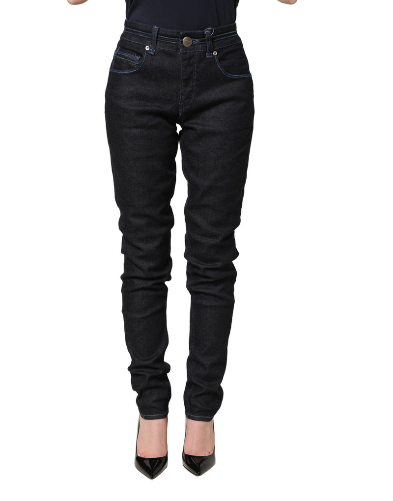 Acht Black Cotton Stretch High Waist Skinny Denim Trouser Jeans