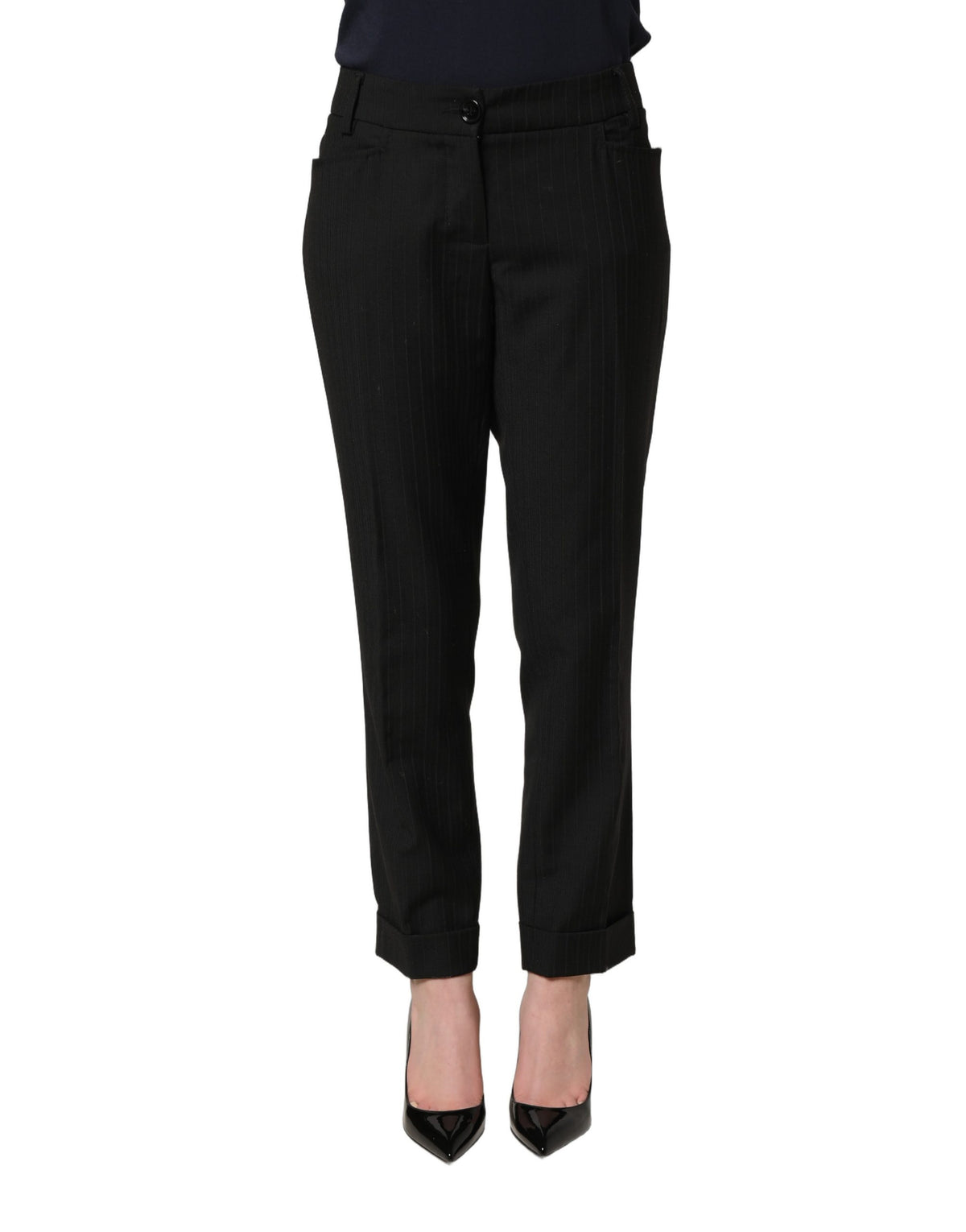 Dolce & Gabbana Black Mid Waisted Trouser Pants for Women