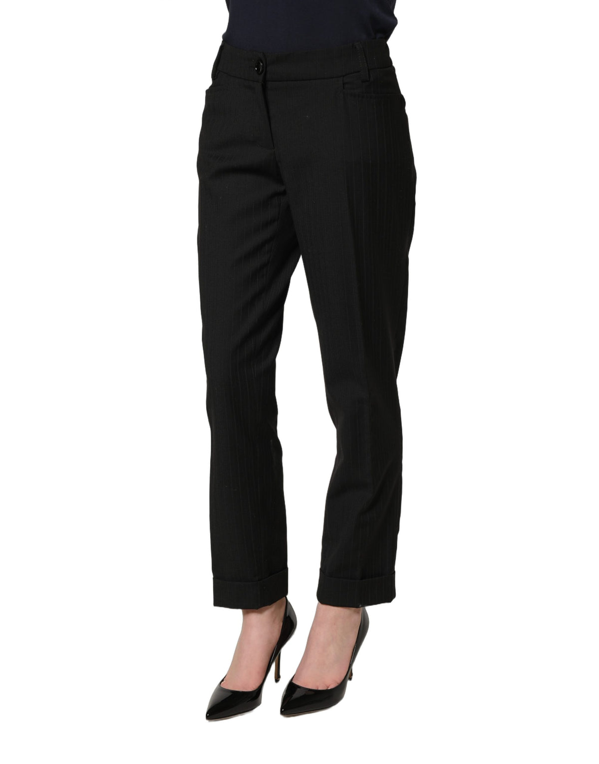 Dolce & Gabbana Black Mid Waisted Trouser Pants for Women