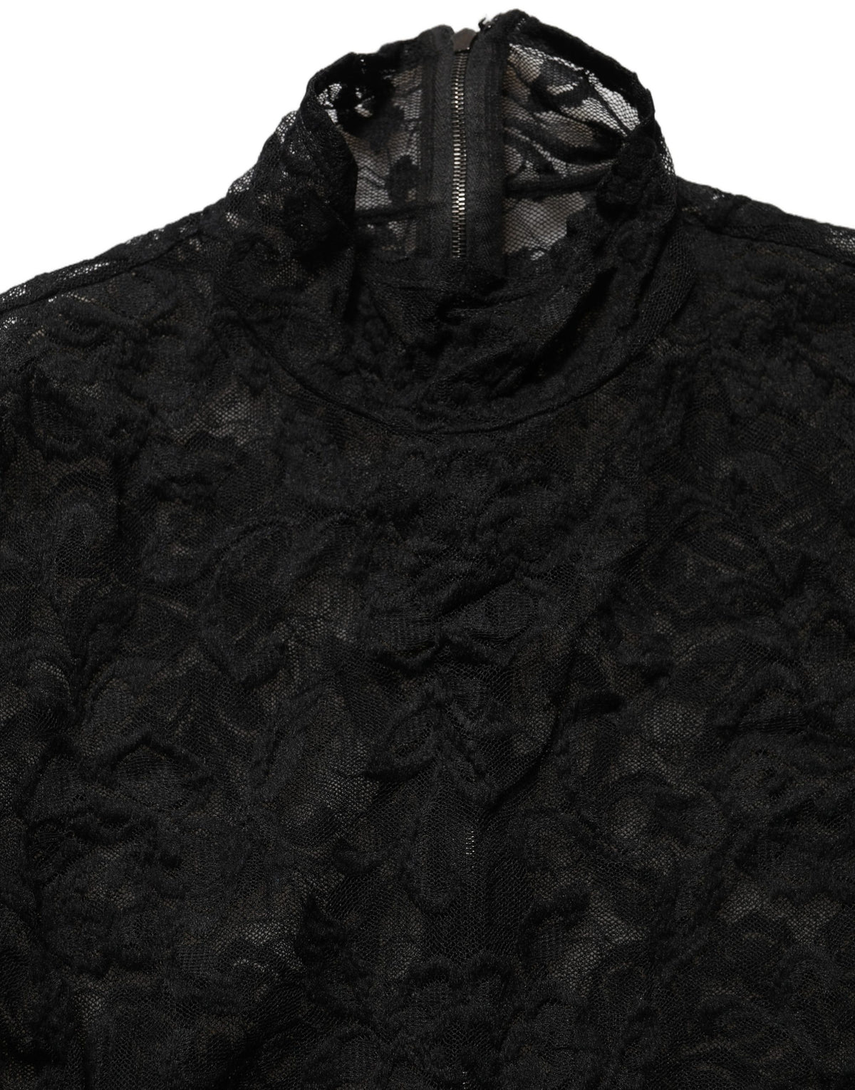Dolce & Gabbana Black Floral Lace Turtle Neck Long Sleeve Top