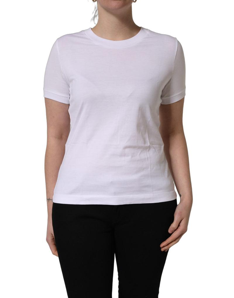 Dolce & Gabbana White Cotton Round Neck Short Sleeves T-Shirt