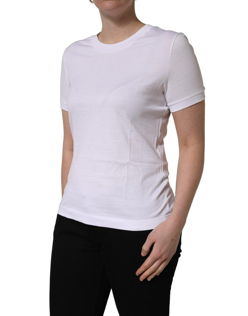 Dolce & Gabbana White Cotton Round Neck Short Sleeves T-Shirt