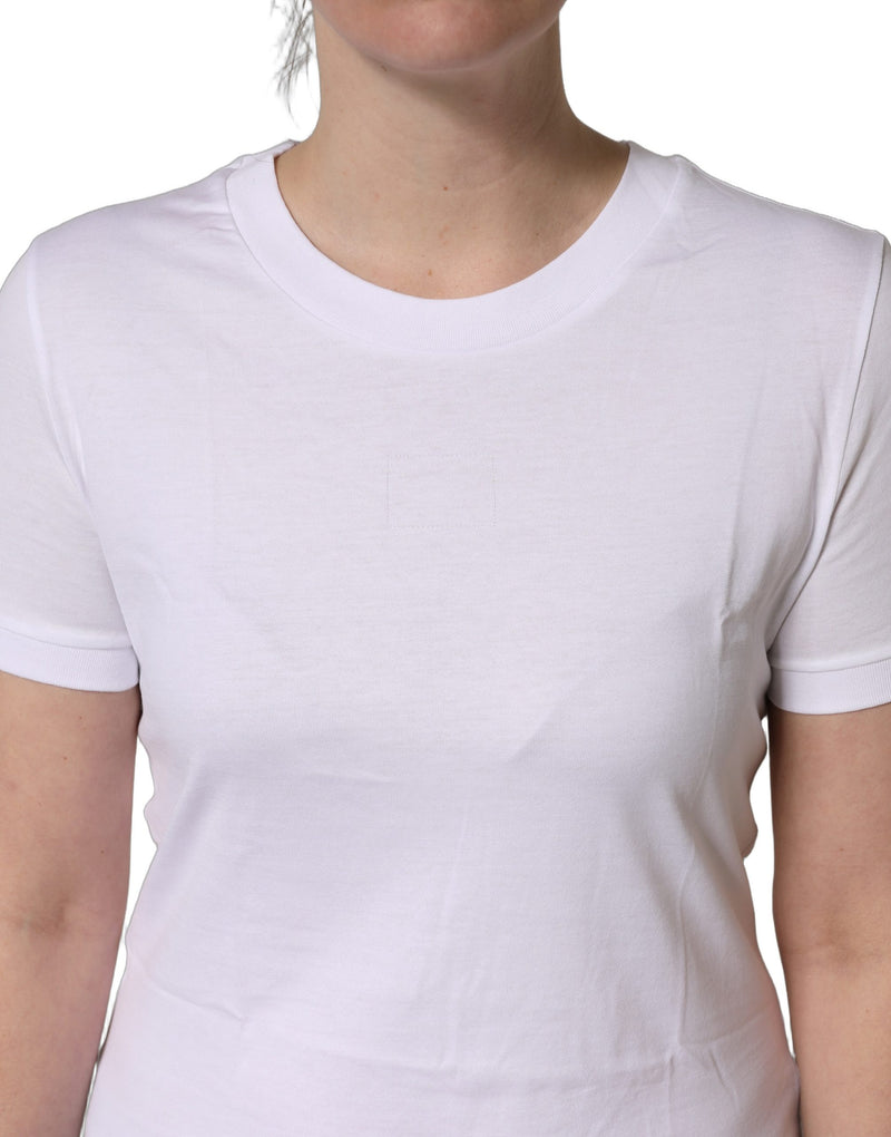 Dolce & Gabbana White Cotton Round Neck Short Sleeves T-Shirt
