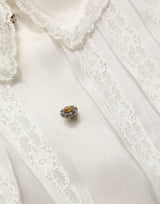 Dolce & Gabbana White Ruffled Sheer Silk Buttoned Blouse Top
