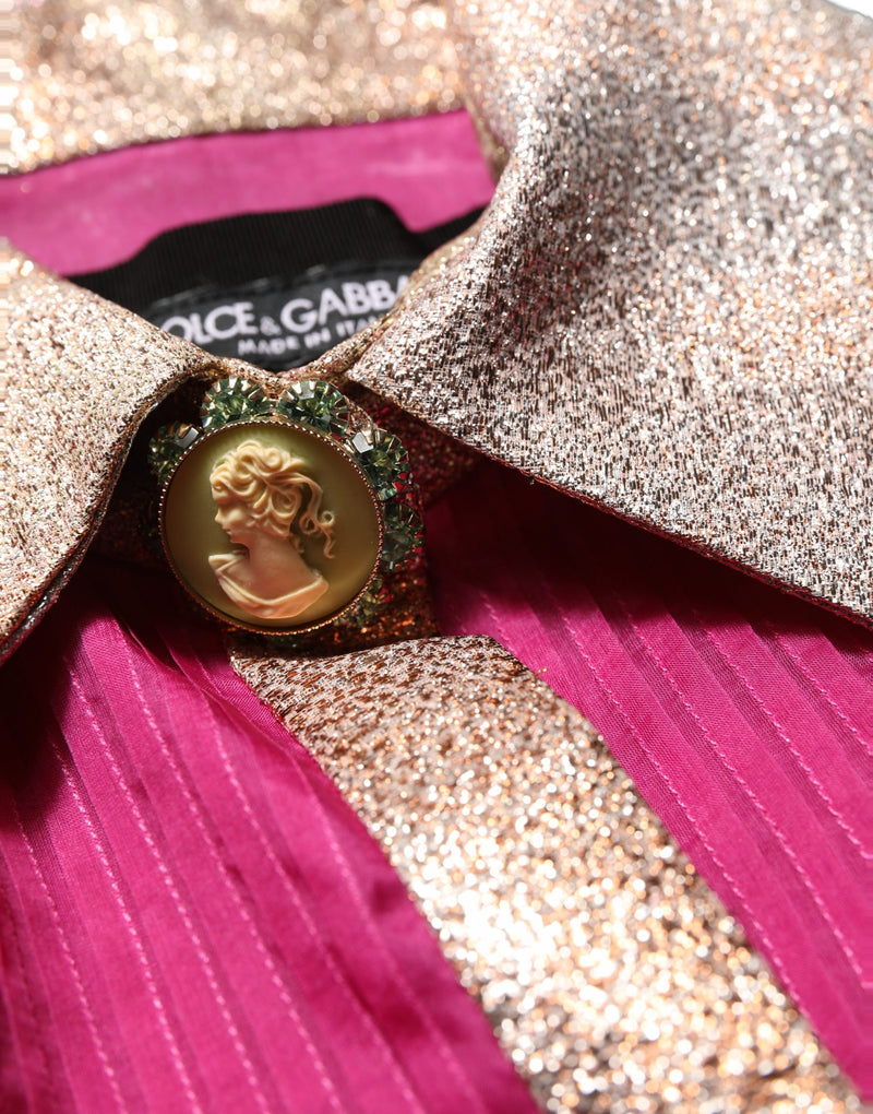Dolce & Gabbana Fuchsia Sheer Chiffon Blouse with Ruffles