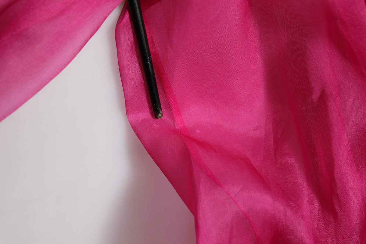 Dolce & Gabbana Fuchsia Sheer Chiffon Blouse with Ruffles