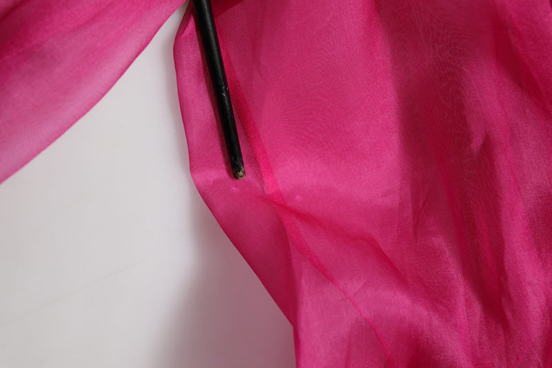 Dolce & Gabbana Fuchsia Sheer Chiffon Blouse with Ruffles