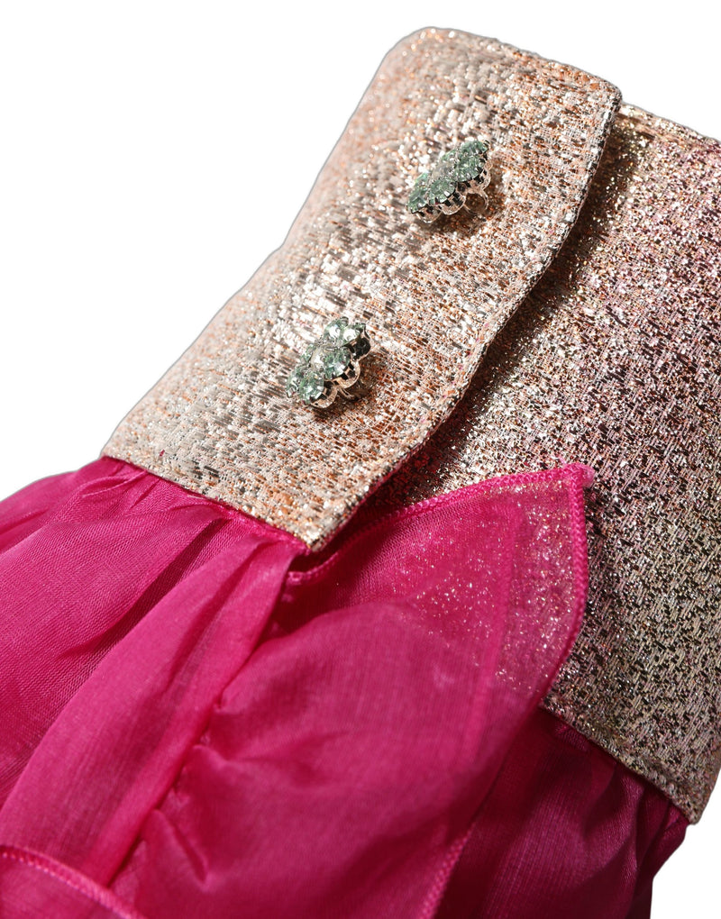 Dolce & Gabbana Fuchsia Sheer Chiffon Blouse with Ruffles