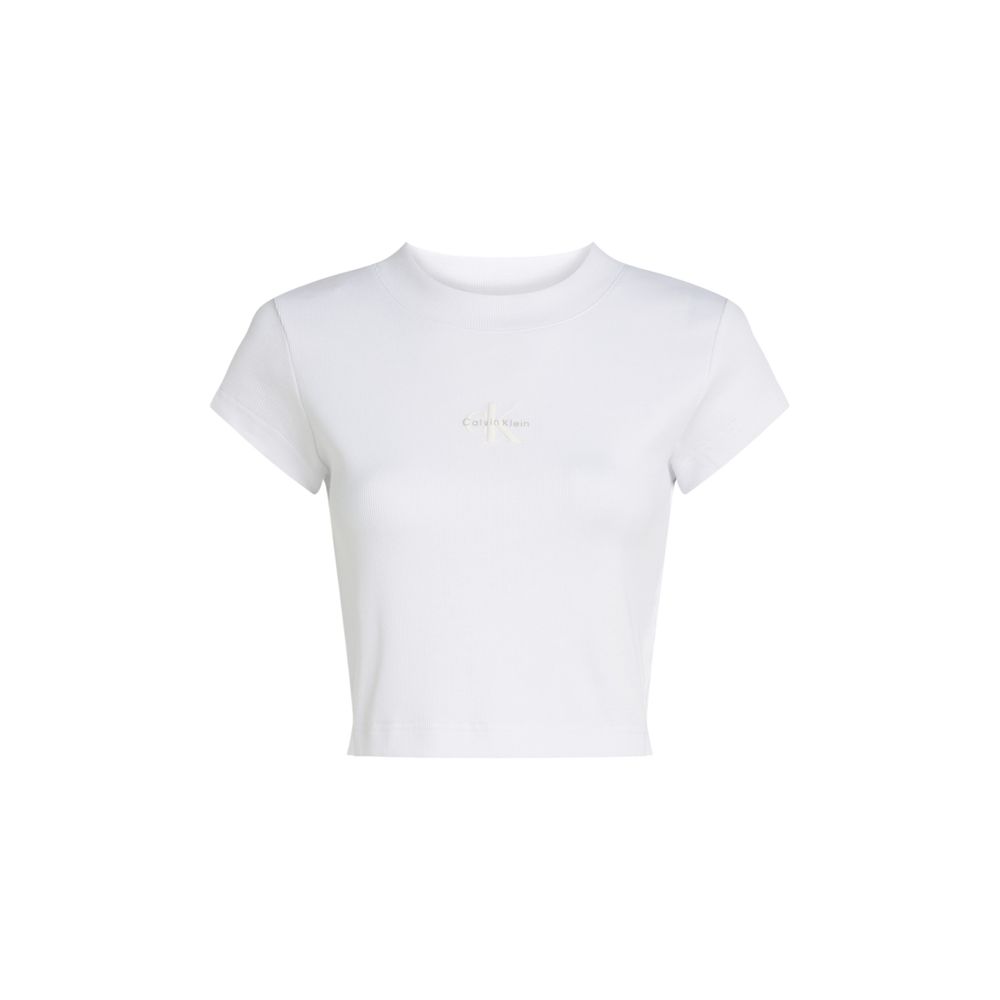 Calvin Klein Jeans Monogram Baby Tee - T-Shirt Blanc Femme