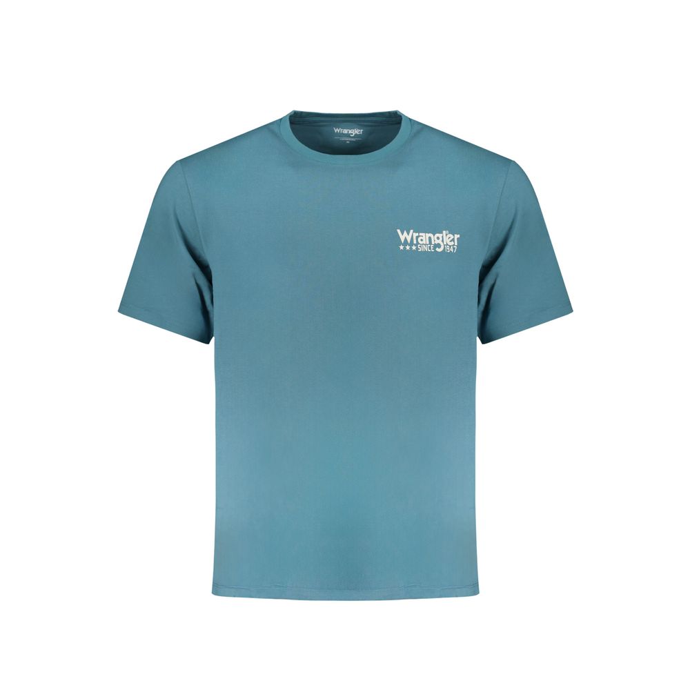 Wrangler Blue Cotton Men's T-Shirt - Classic Crew Neck
