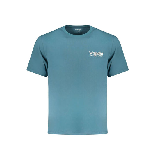 Wrangler Blue Cotton Men's T-Shirt - Classic Crew Neck