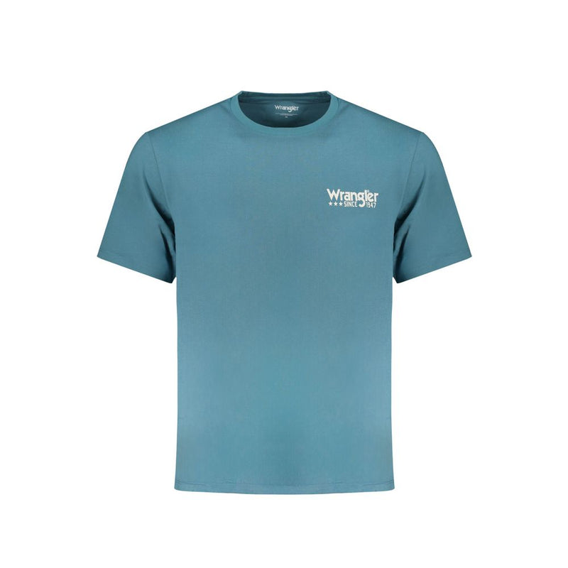 Wrangler Blue Cotton Men's T-Shirt - Classic Crew Neck