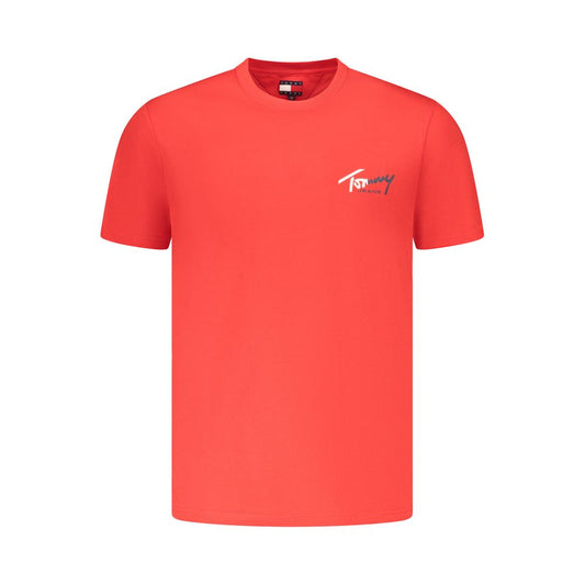 Tommy Hilfiger Red Cotton Mens T-Shirt - Stylish & Sustainable