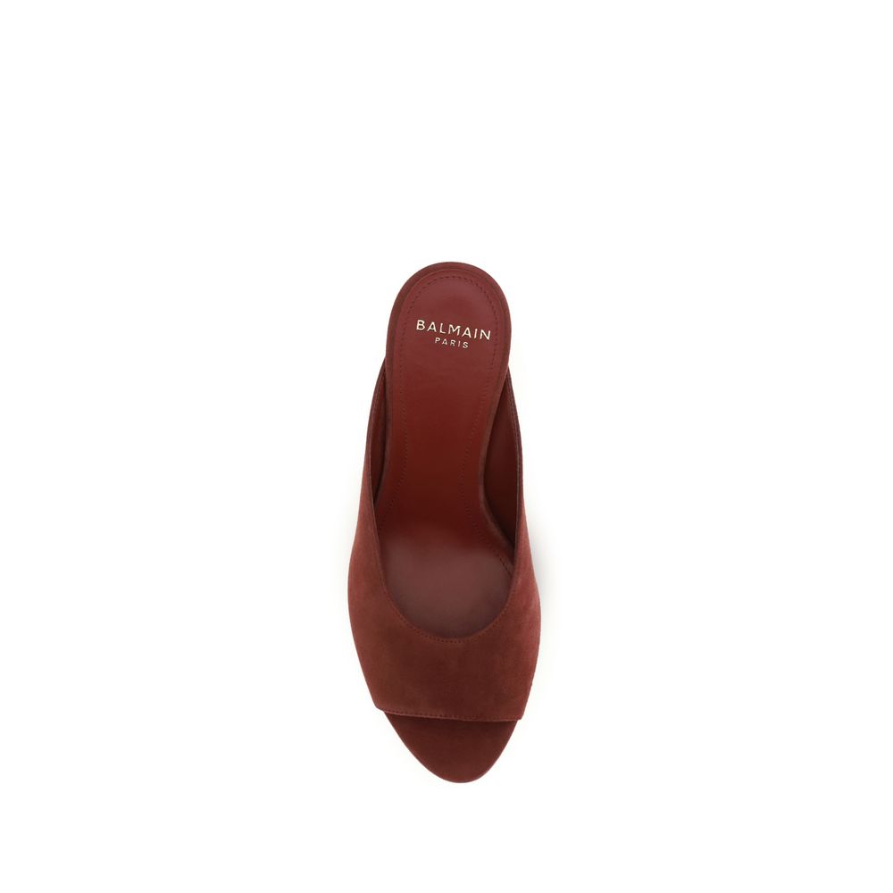 Mules en Cuir de Veau Bordeaux Balmain Bos Taurus