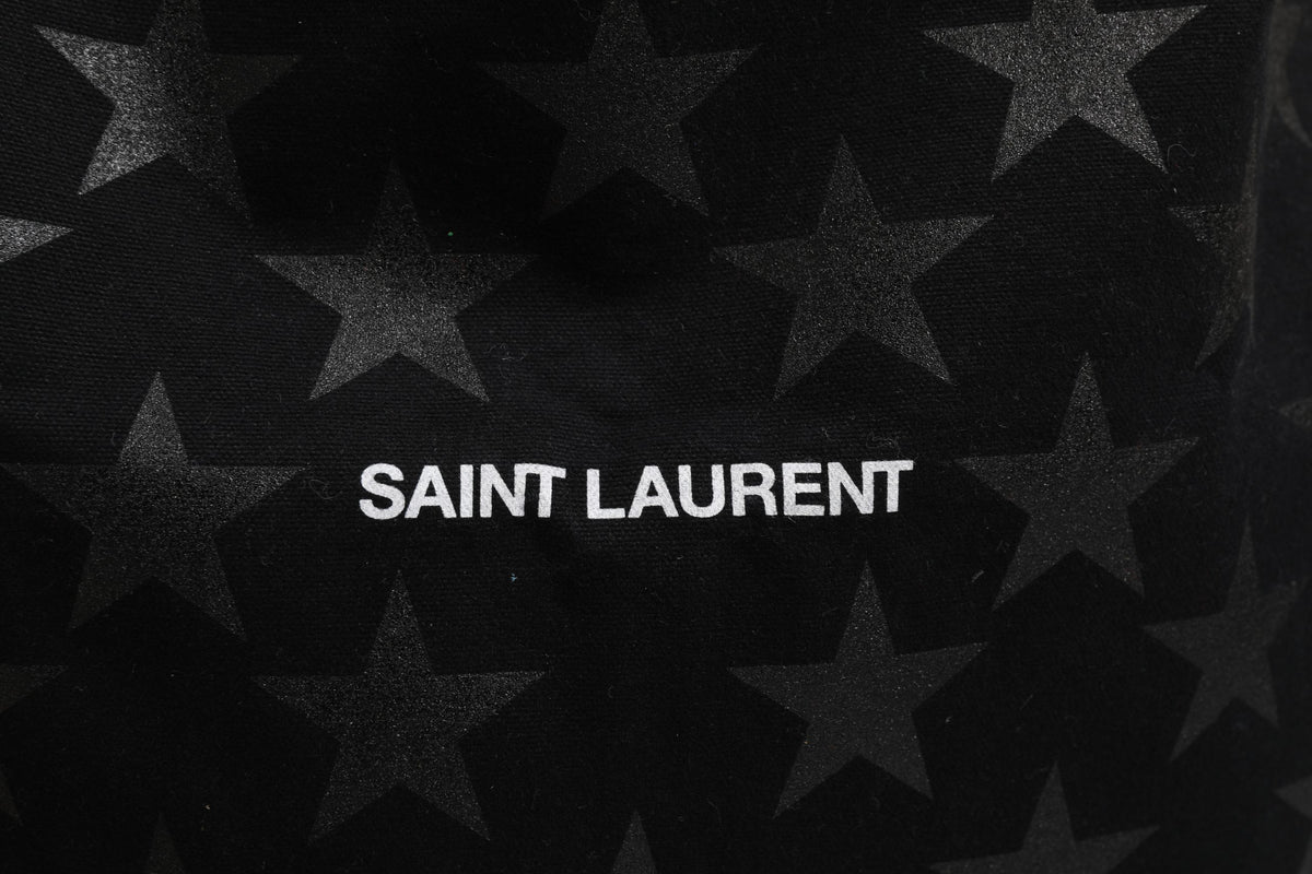 Saint Laurent Rive Droite Black Tote Bag with Star Print