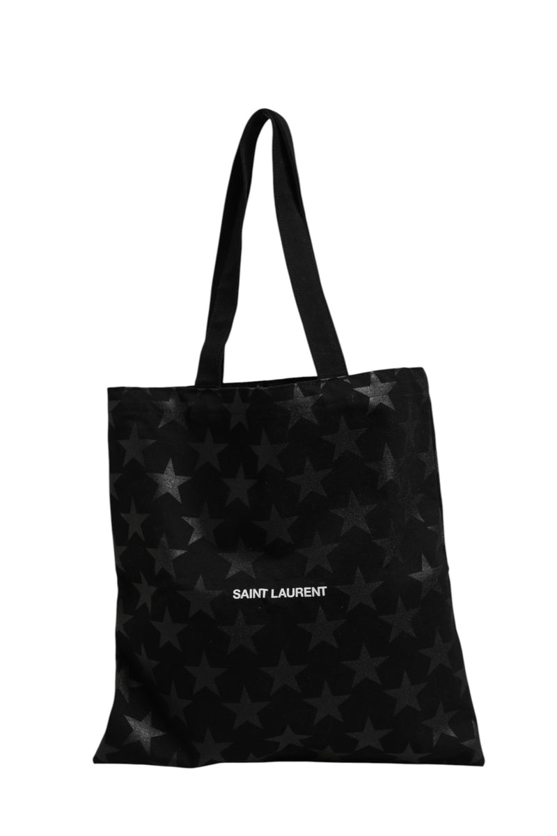Saint Laurent Rive Droite Black Tote Bag with Star Print