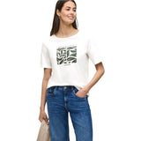 Street One T-Shirt Femme en Coton Blanc avec Imprimé Botanique