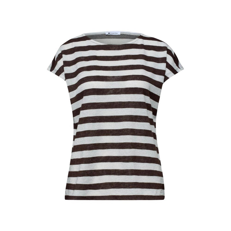 Street One SOL_yds Big Shiny Stripe Brown T-Shirt for Women