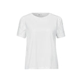 Street One Cream Cotton T-Shirt with Puff Lace Sleeves