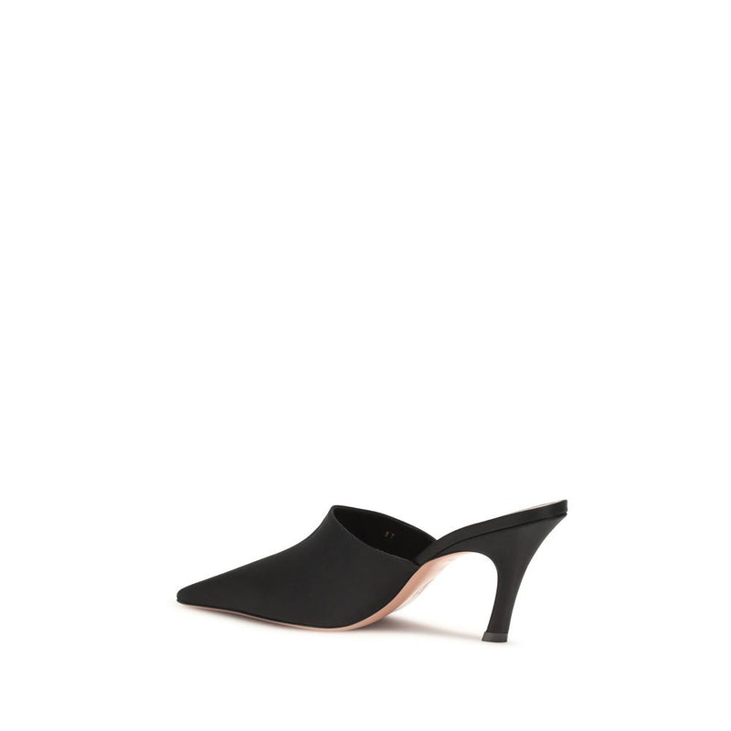 Amina Muaddi Jamie Black Silk Sandals for Women