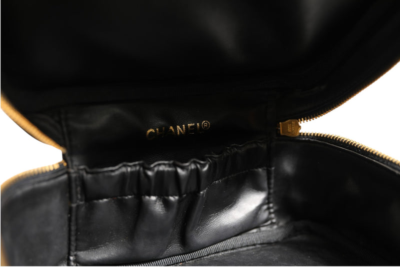 Chanel Black and Gold Makeup Bag - Elegant Toiletry Bag