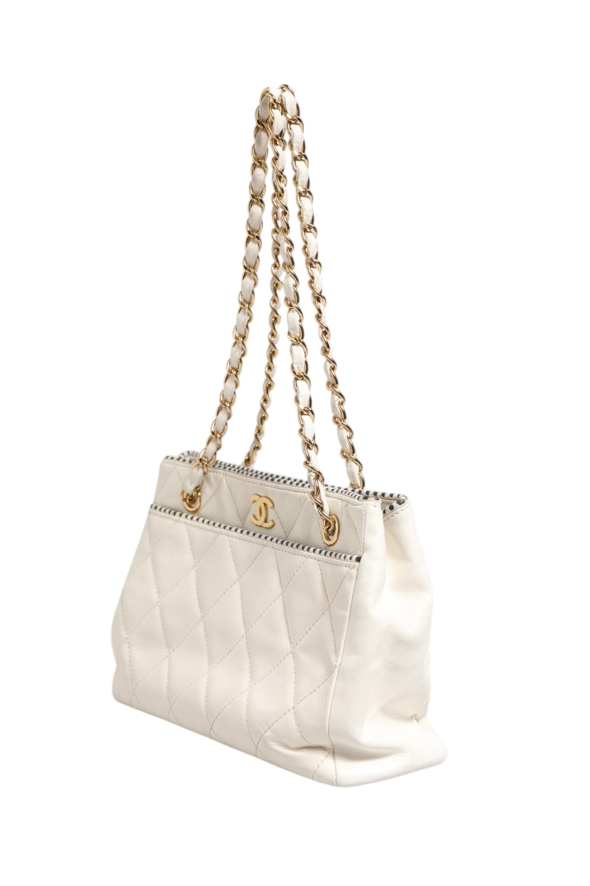 Chanel Mini Sac 22 Matelassé en Cuir de Veau Brillant Blanc 1792563