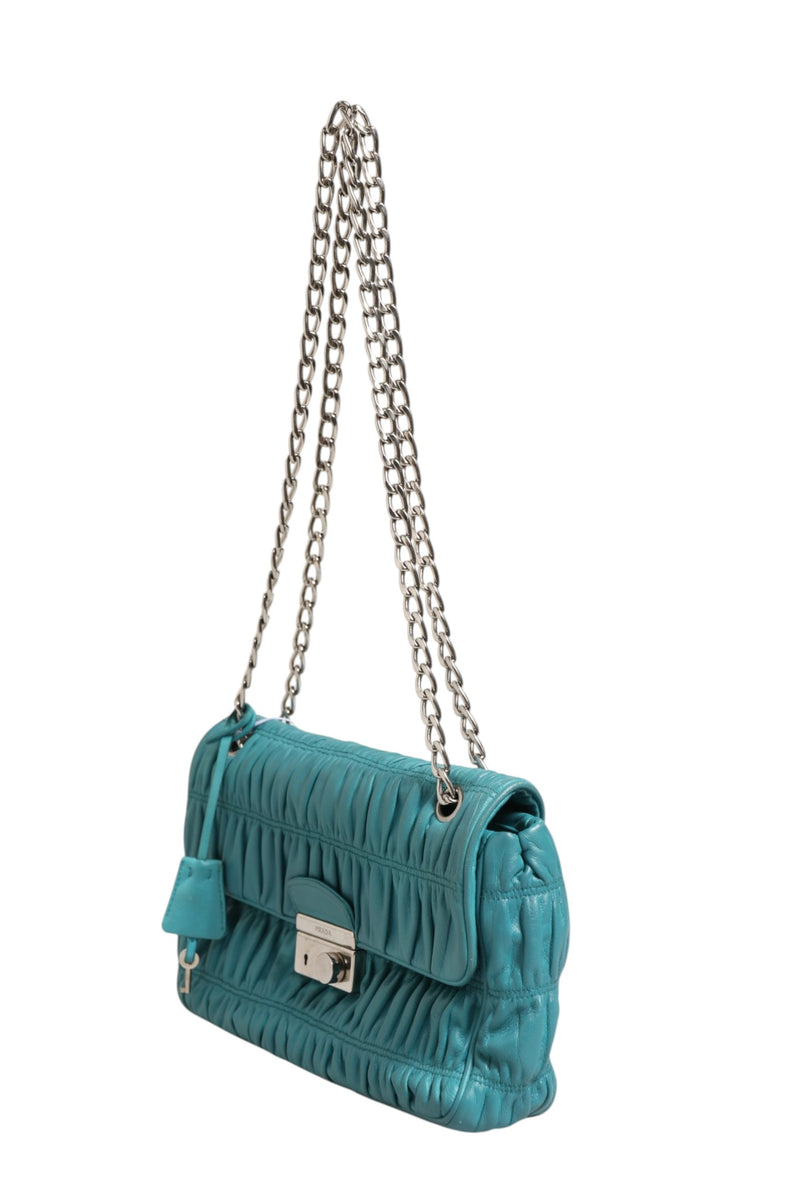 Prada Nappa Gaufre Flap Bag BR4553 - Aquamarine Blue
