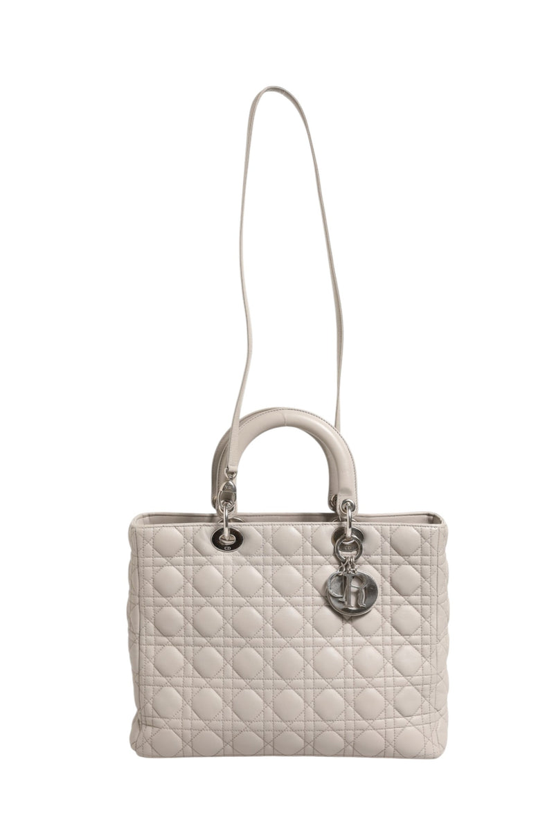 Christian Dior Lady Dior Large Grey Cannage Lambskin Bag