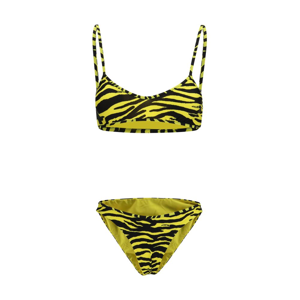 The Attico Bicolor Polyester Bikini - Zebra Print Design