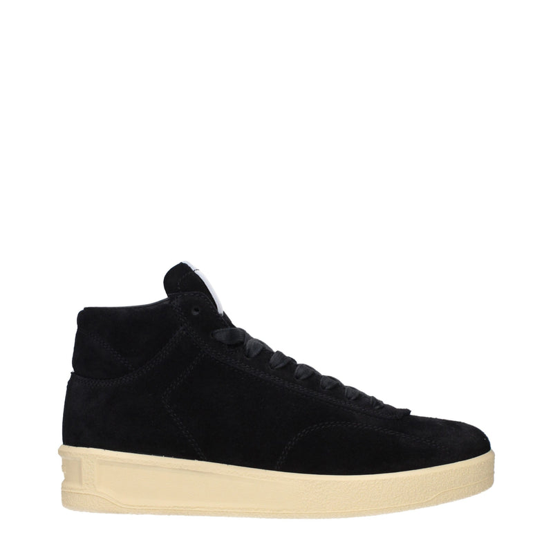 Jil Sander Black Leather High Top Sneakers for Men