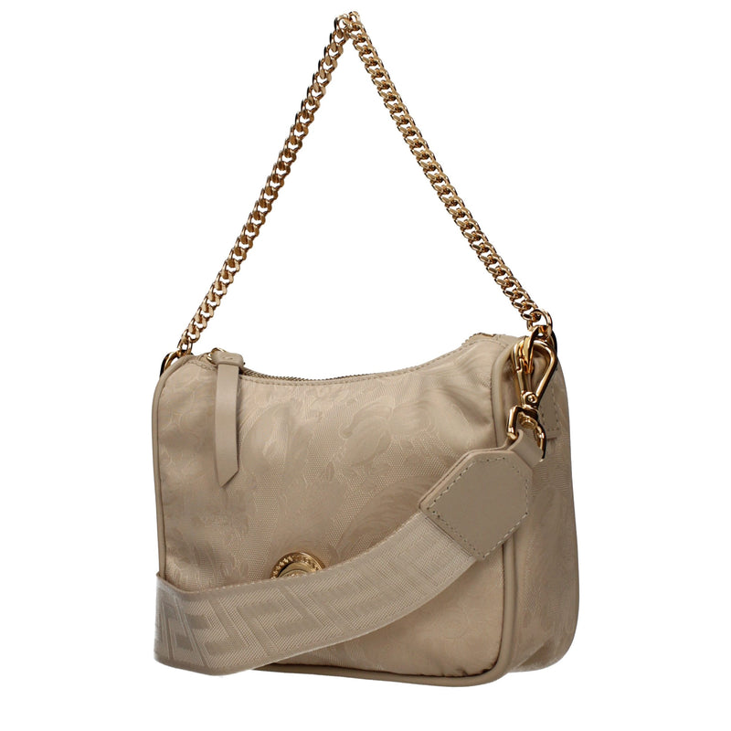 Versace Beige Fabric Handbag with Removable Shoulder Strap