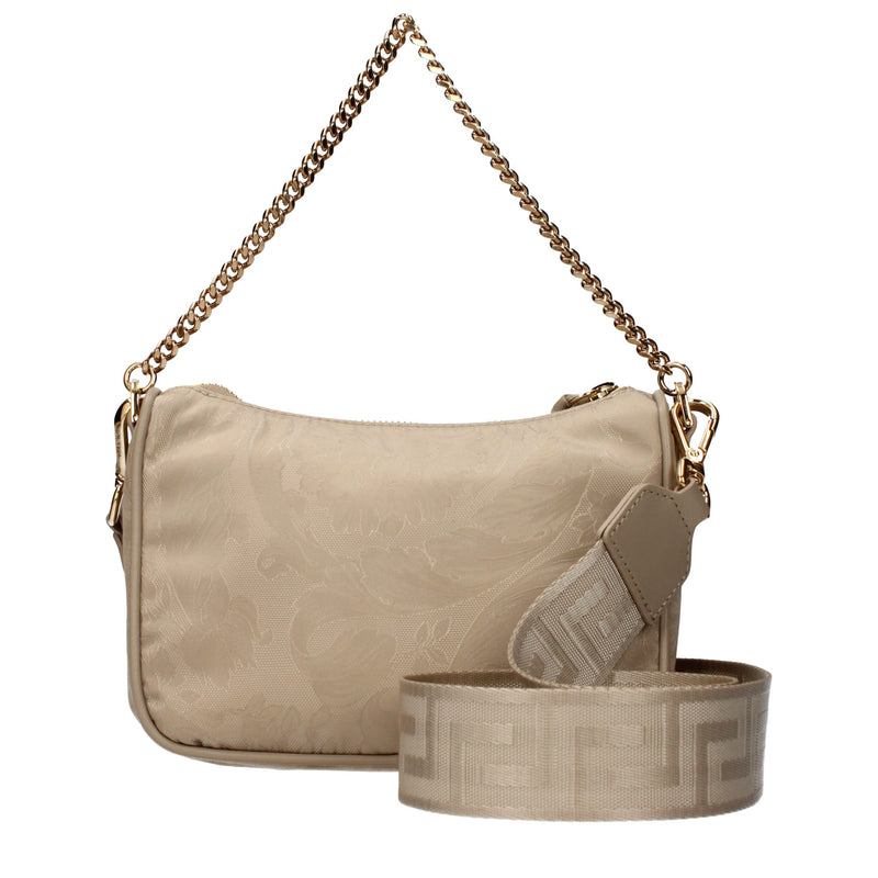 Versace Beige Fabric Handbag with Removable Shoulder Strap