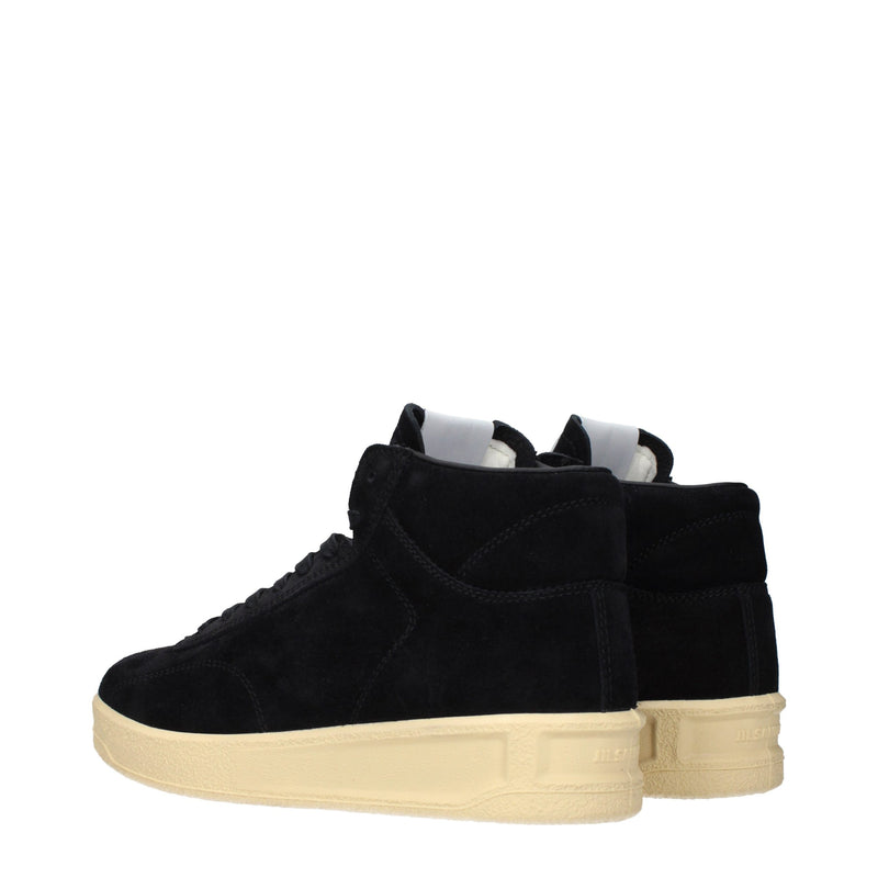 Jil Sander Black Leather High Top Sneakers for Men