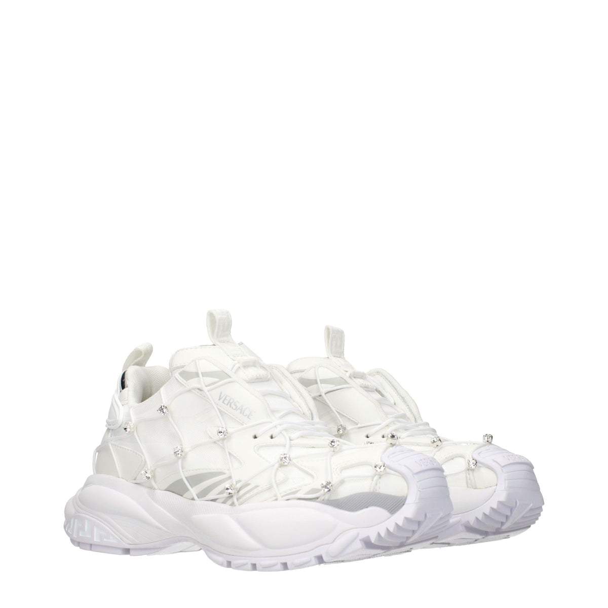 Versace White Fabric Sneakers for Women